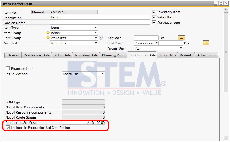 SAP Business One Tips - Component Item Master Data