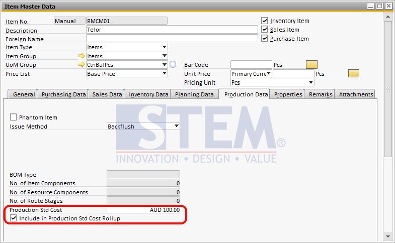 SAP Business One Tips - Component Item Master Data