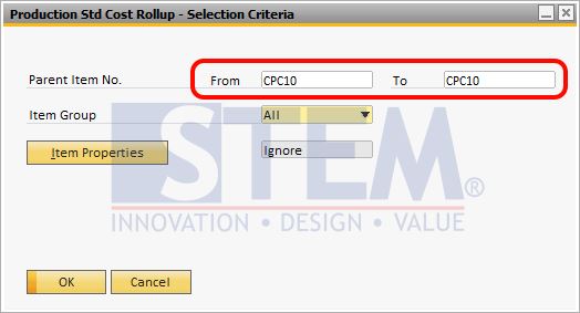 SAP Business One Tips - Production Std Cost Rollup