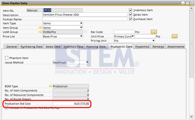 SAP Business One Tips - FG Item Master Data (After)