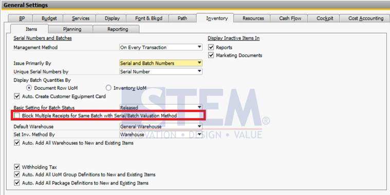 SAP Business One Tips - Restrict Receiving Same Item Batch