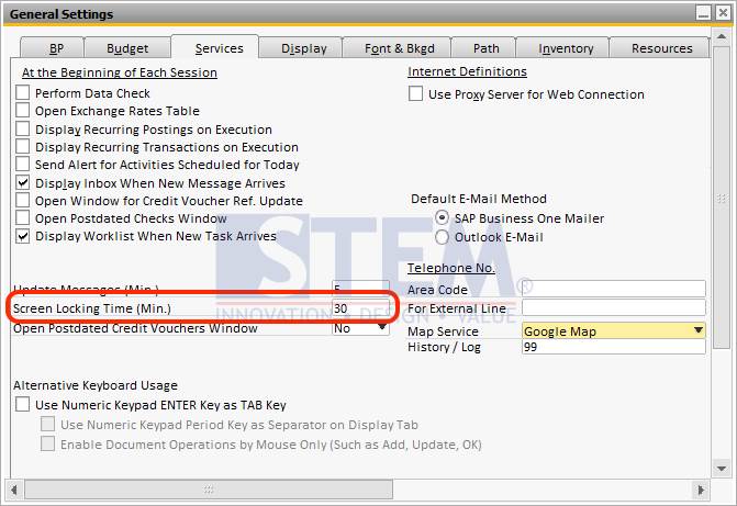 SAP Business One Tips - Set Screen Locking Time