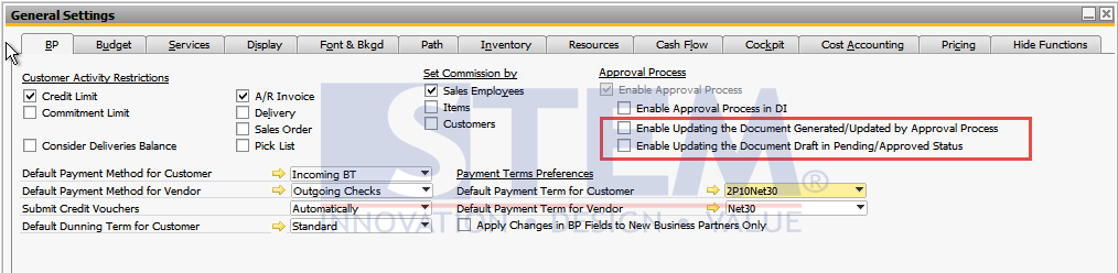 SAP Business One Tips STEM - Changes of Documents in the Approval Process