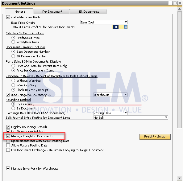 SAP Business One Tips - Enable Freight on Documents in SAP Business One