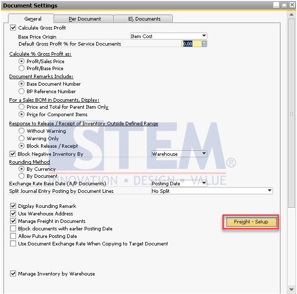 SAP Business One Tips - Freight Settings in SAP Business One