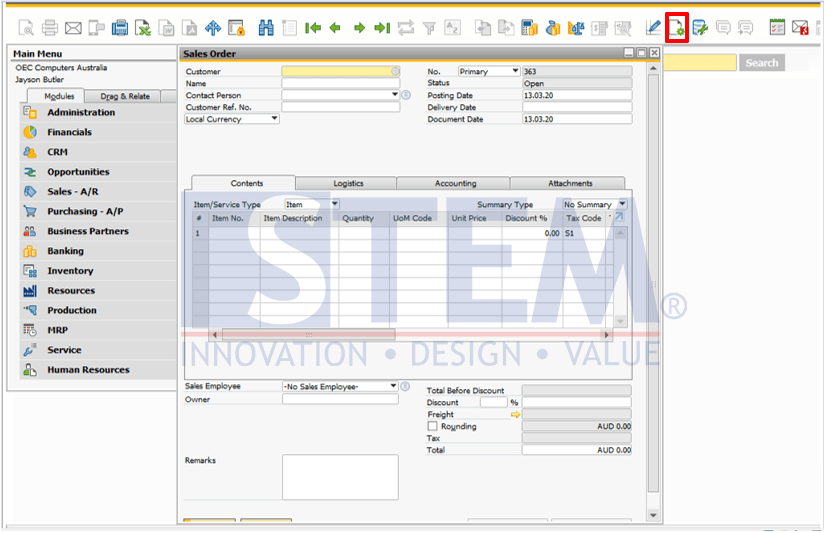 SAP Business One Tips - How To Add Warehouse Details to Sales Order