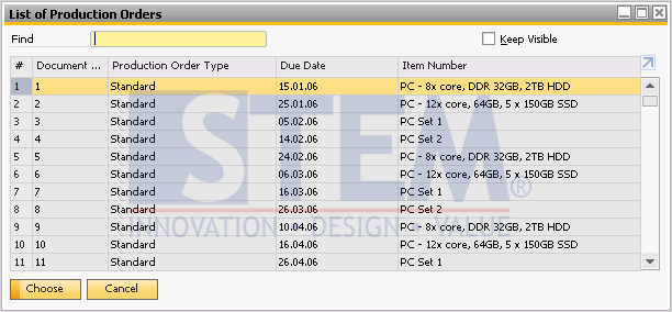 SAP Business One Tips - Change Display on Choose From List Using Display Description