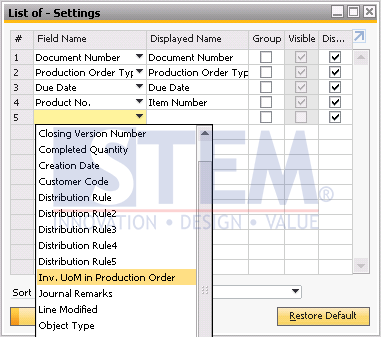 SAP Business One Tips - Change Display on Choose From List Using Display Description
