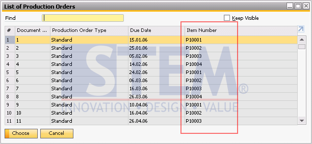 SAP Business One Tips - Change Display on Choose From List Using Display Description