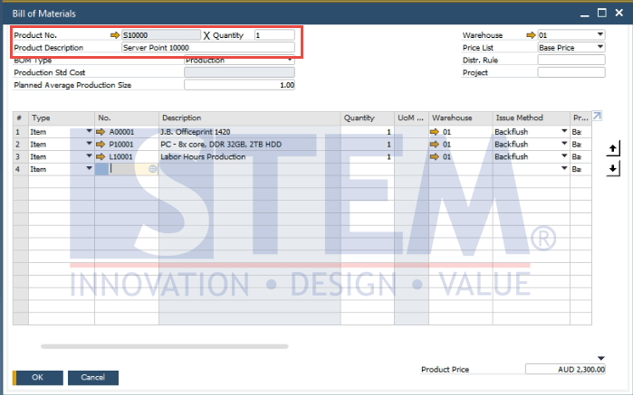 SAP Business One Tips - Bill of Materials (BoM) Description Enhancement