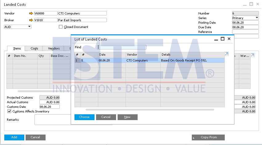 SAP Business One Tips - Cancel Landed Cost Document