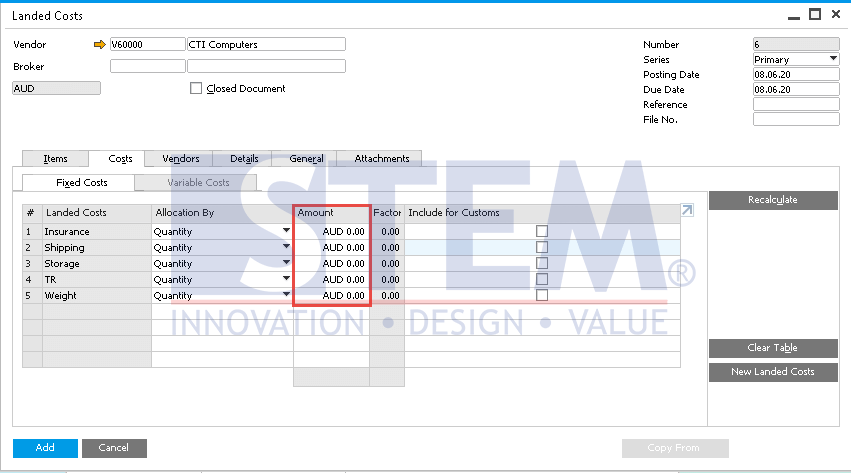 SAP Business One Tips - Cancel Landed Cost Document