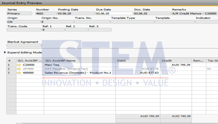 Credit Memo without Affecting Inventory 