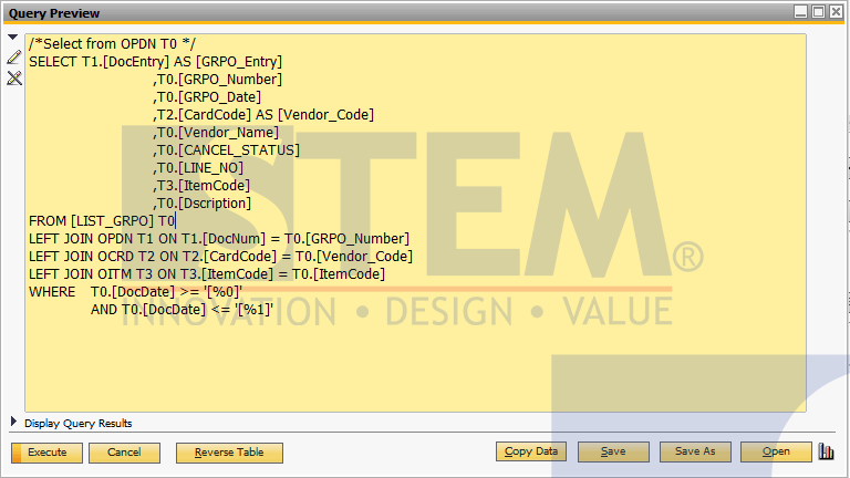 SAP Business One Tips - Custom Report - Adding Golden Arrows to Queries