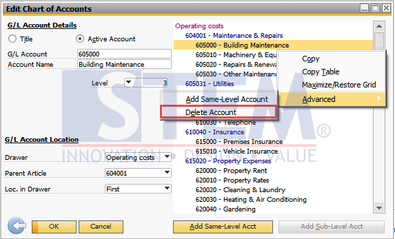 SAP Business One Tips - How To Delete Chart of Accounts on SAP Business One