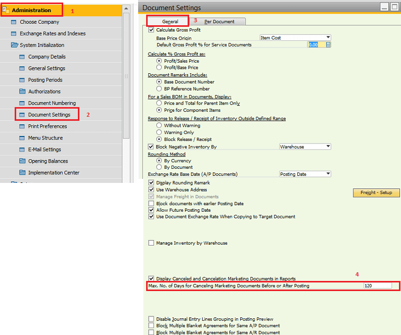 SAP Business One Tips - Limits Document Cancellation Based on the Age of the Document