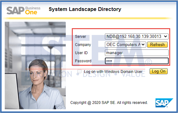 SAP Business One Tips - Logon to SAP Business One Microsoft 365 Integration Set Up Page