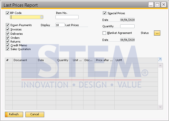 SAP Business One Tips - Using the Last Price Report