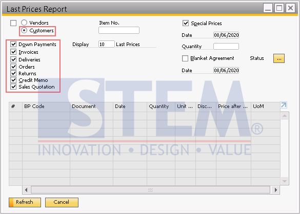 SAP Business One Tips - Using the Last Price Report