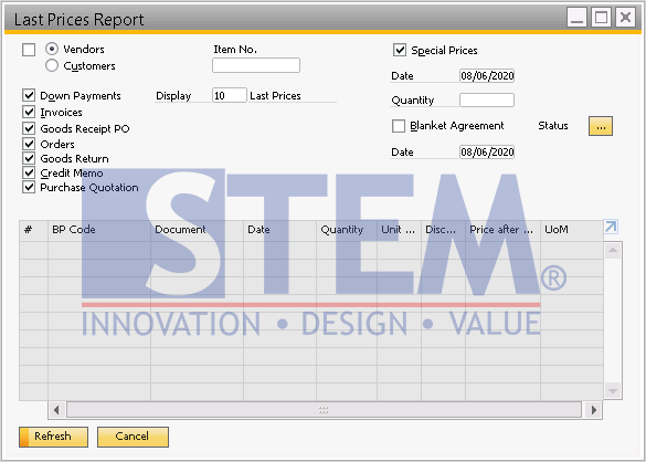 SAP Business One Tips - Using the Last Price Report