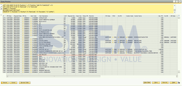 SAP Business One Tips - Custom Report – Query PR VS PO VS GRPO