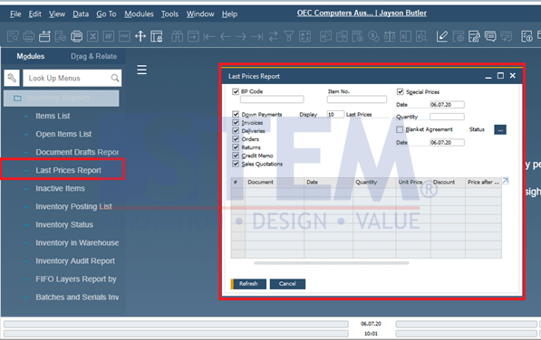 SAP Business One Tips - Monitoring the Last Purchase Price and the Last Selling Price