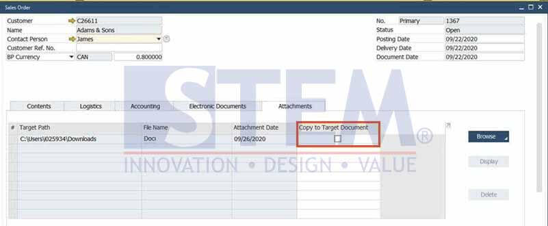 SAP Business One Tips - Set Up to Copy Attachment Document