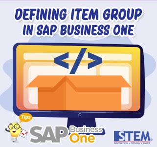 SAP Business One Defining Item Group