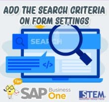SAP Business One Tips Add The Search Criteria on Form Settings