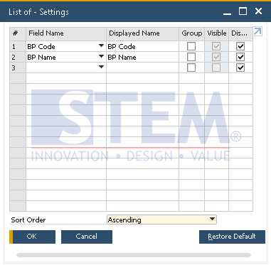 SAP Business One Tips - Add the Search Criteria on Form Settings