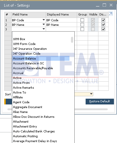 SAP Business One Tips - Add the Search Criteria on Form Settings