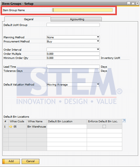 SAP Business One Tips - Defining Item Group in SAP Business One