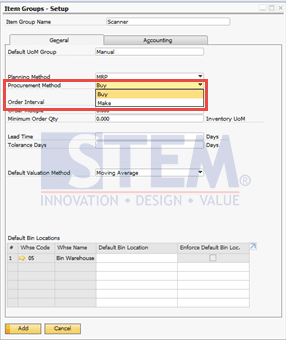 SAP Business One Tips - Defining Item Group in SAP Business One