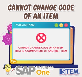 SAP Business One Tips Cannot Change Code of an Item