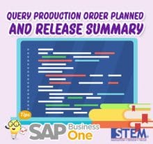 SAP Business One Tips Query Production Order Planned And Release Summary