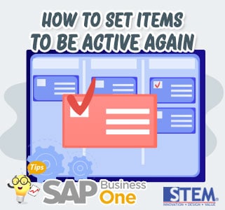 SAP Business One Tips How to set items to be active again