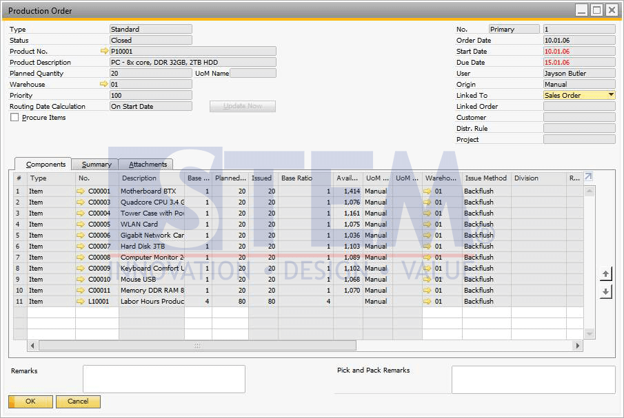 SAP Business One Tips - Update the Production Order After Closed or Canceled