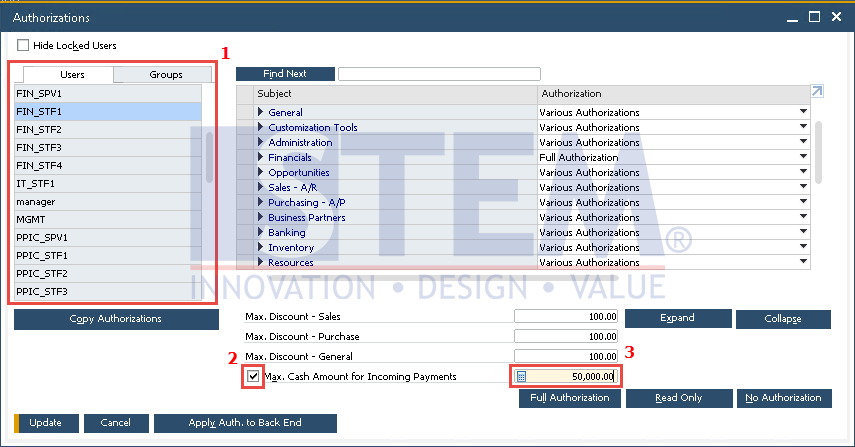 SAP Business One Tips - Give Users a Limit the Amount of Cash on Incoming Payment