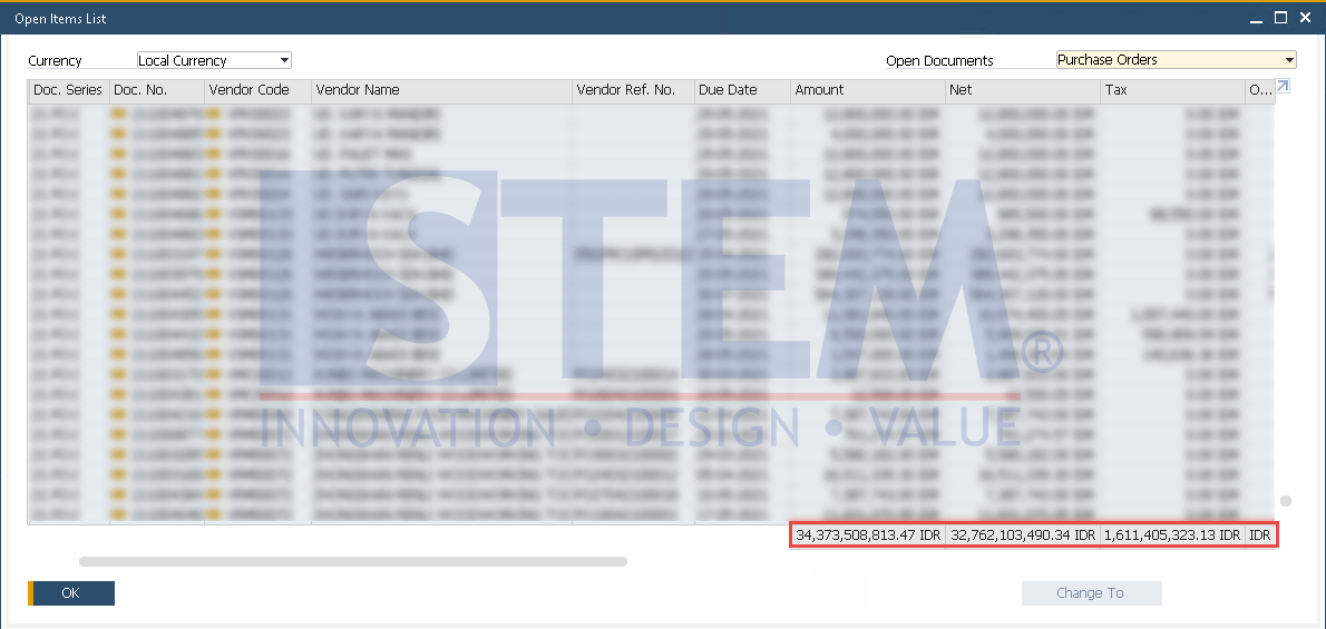 SAP Business One Tips - Sort Function on the Open Item List Does Not Appear