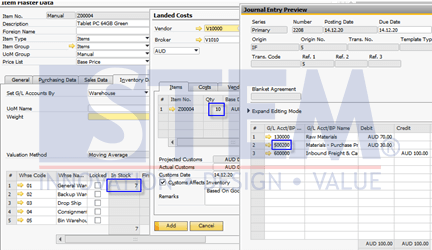 SAP Business One Tips - Landed Cost Quantity Different with In Stock Quantity