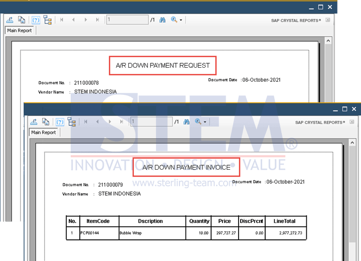 SAP Business One Tips - Using One Crystal Report Layout for A/R DP Request And A/R DP Invoice