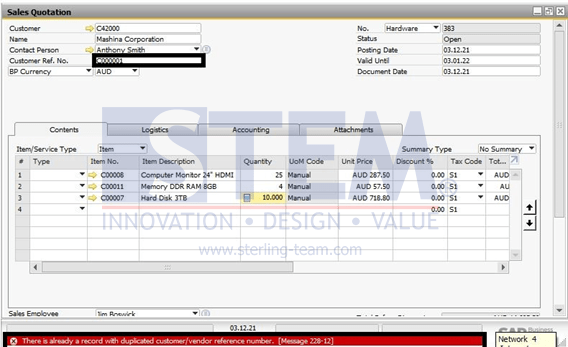 SAP Business One Tips - Block Duplicate Cust. Reference No.