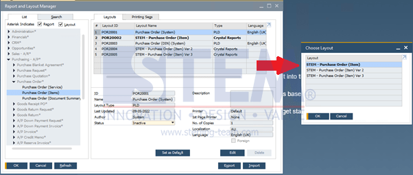 SAP Business One Tps - How to Hide Unneeded Layouts