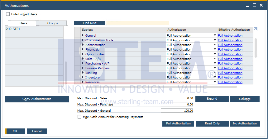 SAP Business One Tips - Authorizations User to View the Price after Discount