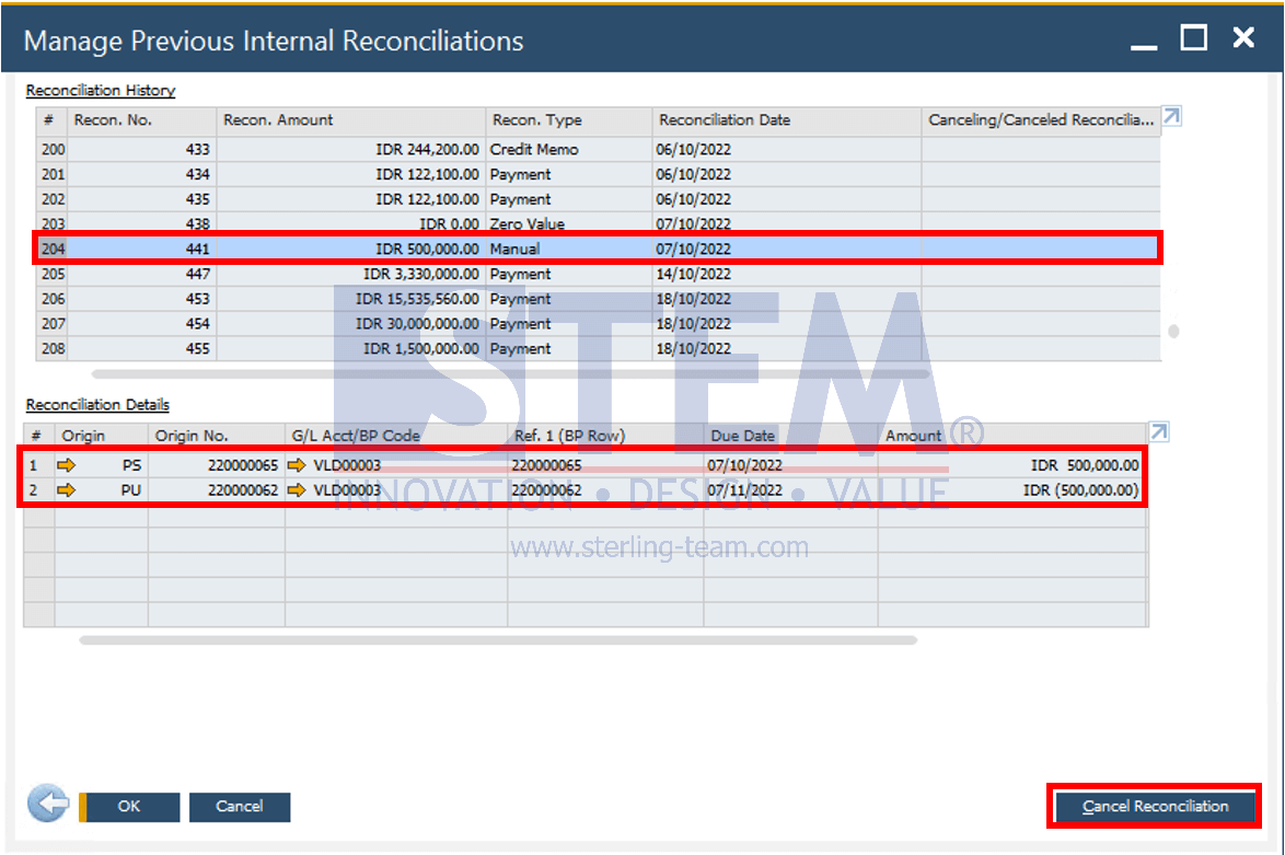 SAP Business One Tips - How to Cancel Manual Reconciliation