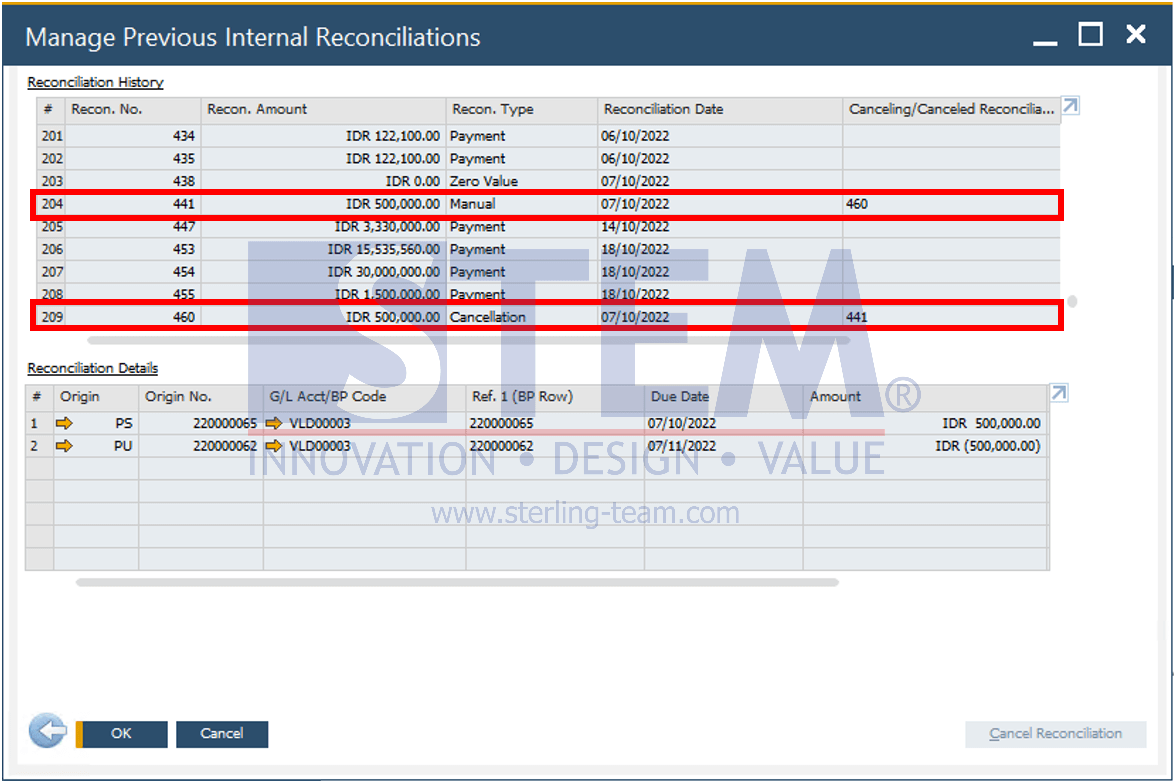 SAP Business One Tips - How to Cancel Manual Reconciliation