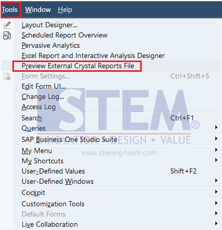 SAP Business One Tips - Preview External Crystal Report