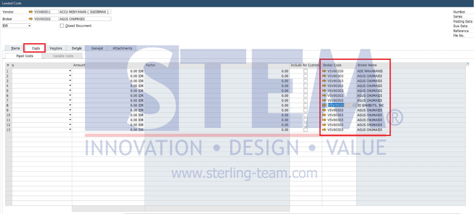How to Add Multiple Brokers in SAP B1 Landed Cost