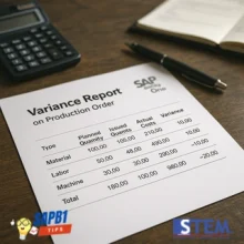 variance report on production order sap b1