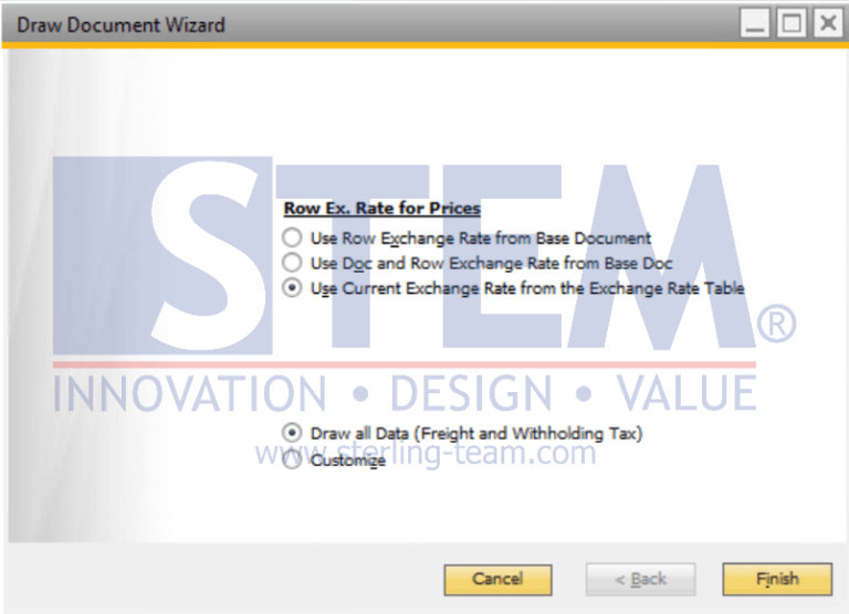 Exchange Rate Option in SAP B1 Draw Wizard